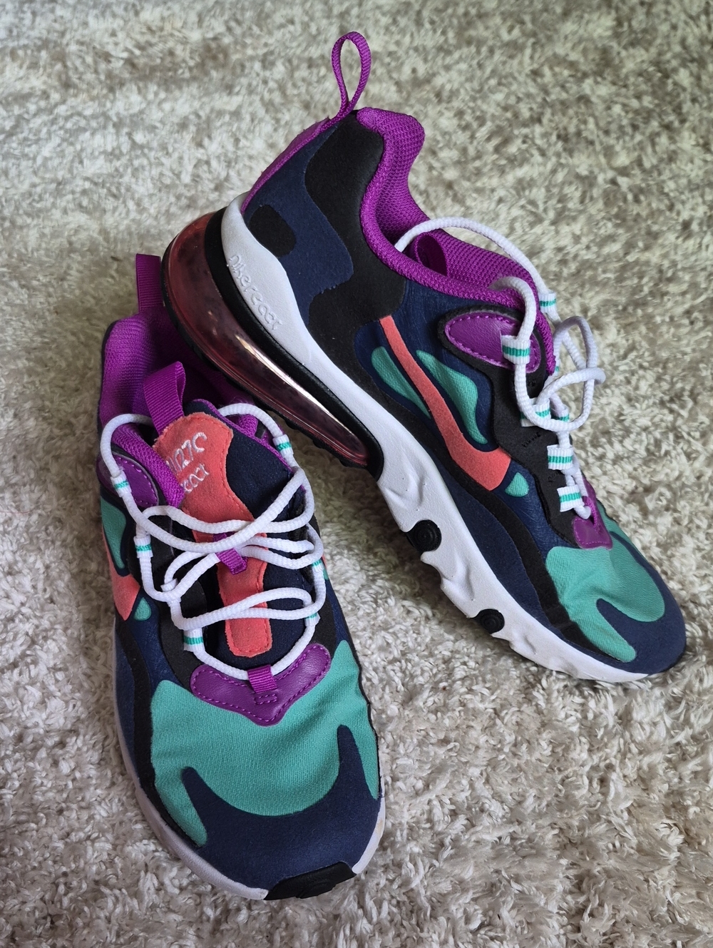 Nike Air Max 270 React Sneakers - Teal, Purple, Coral, Navy